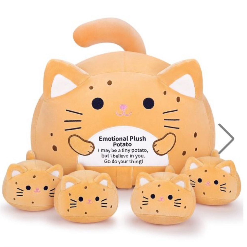 Plush Potato Cat with 4 kitten plushies